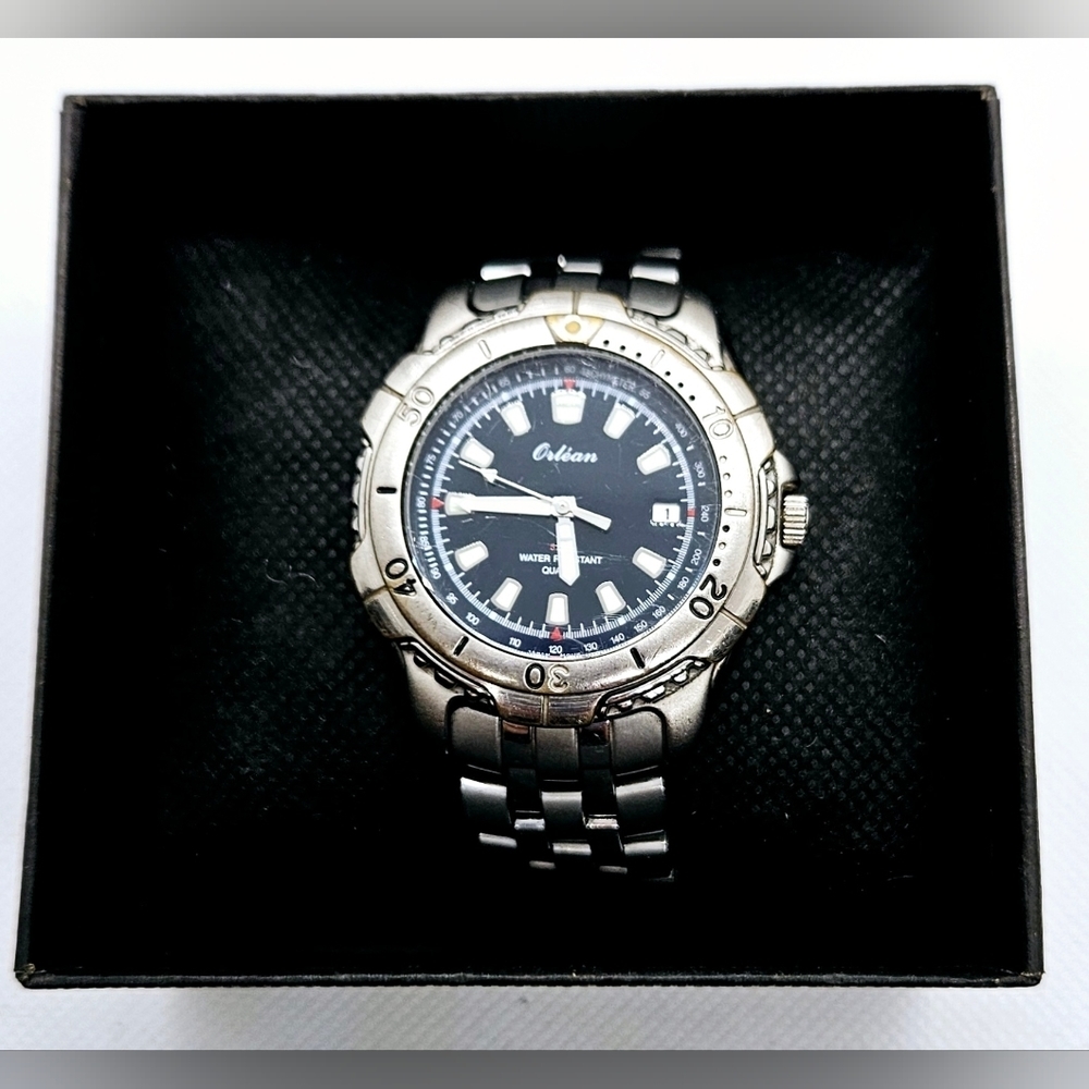 Olian Women's Stainless Steel Silver Watch with Black Dial